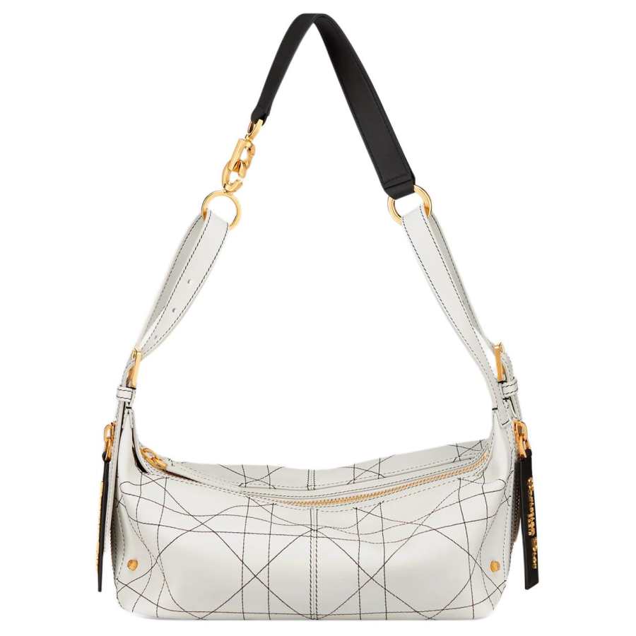 DIOR D Journey Cow Leather Handbag Small Women's White