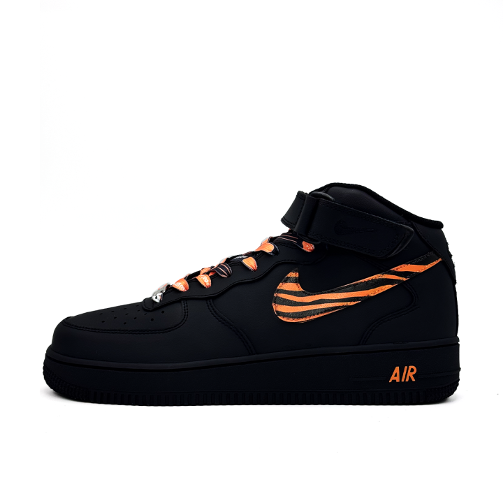 Nike Nike Air Force 1 Orange Ink Pattern Genuine Leather Black
