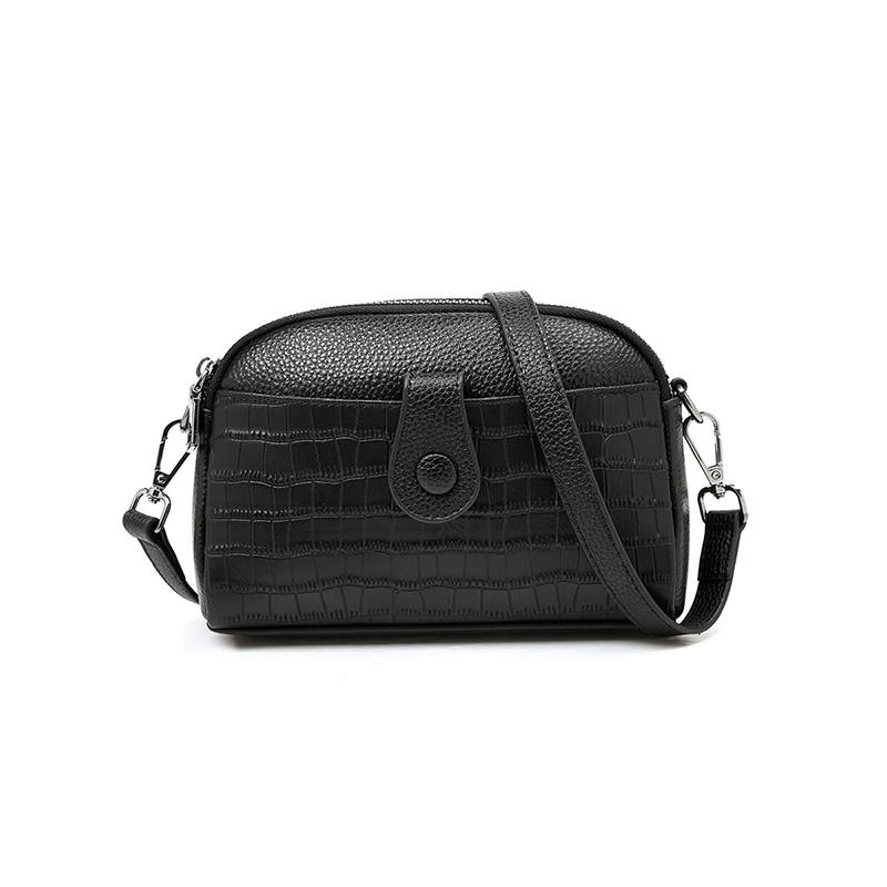 LAORENTOU Top Grain Cow Leather Crossbody Bags Women's Black/Ecru/Elephant Gray