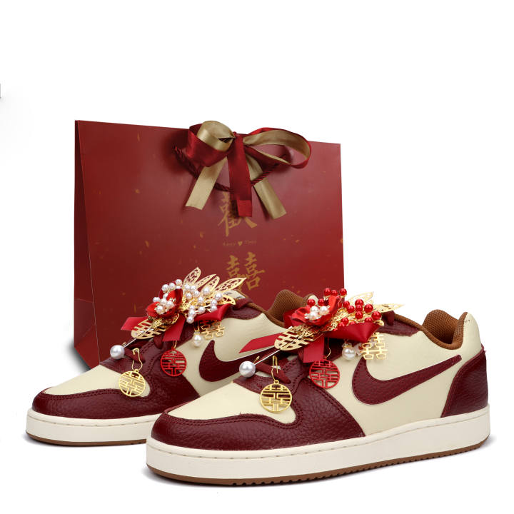 Nike Nike EBERNON Heaven's Perfect Match Slip Resistant Cushioning Low top Skateboard Shoes Men's Burgundy