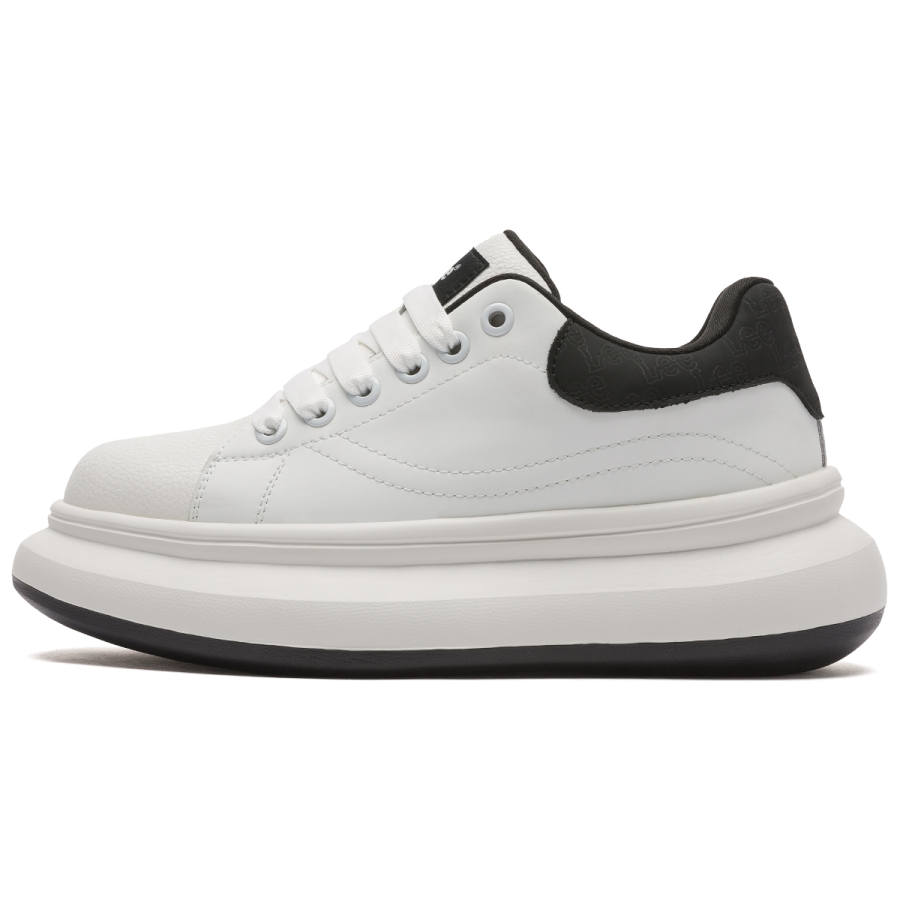 Lee Lee White Sneakers Cow Split Leather Low top Skateboard Shoes Men's