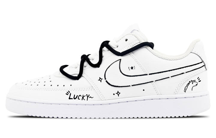 Nike Nike Court Vision 1 Cushioning, Wear Resistant Low top Skateboard Shoes Unisex Black White