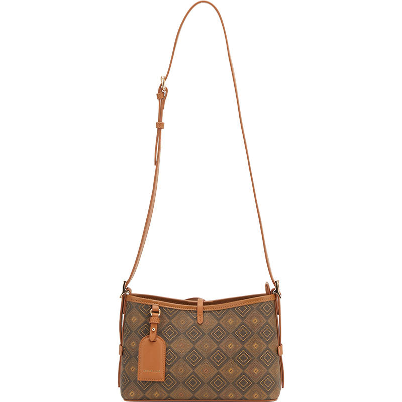 YEARCON PVC Artificial Leather With Synthetic Leather Crossbody Bag, Shoulder Bag Women's Coffee