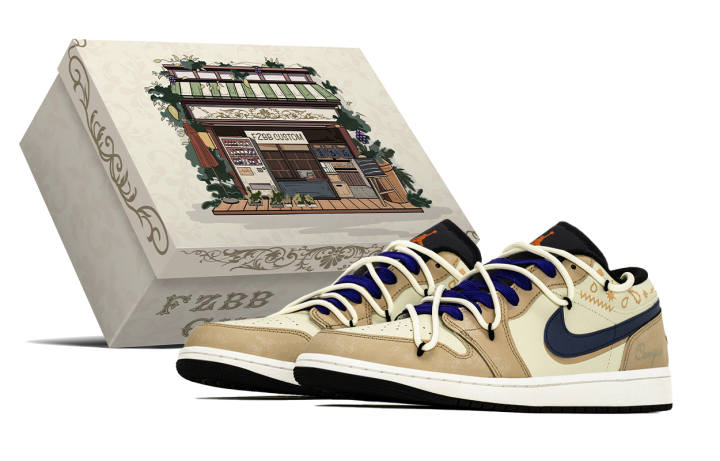 Jordan Jordan Air Jordan 1 Cashews, Special Box, Passionate Youth, Deconstruction Abrasion Resistant Low top