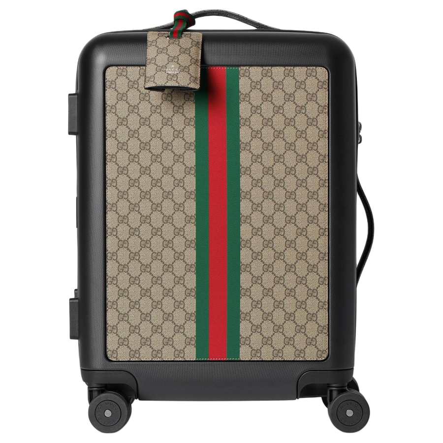 GUCCI Polycarbonate With Canvas Trolley Bag 20 Inch Men's Beige & Dark Brown