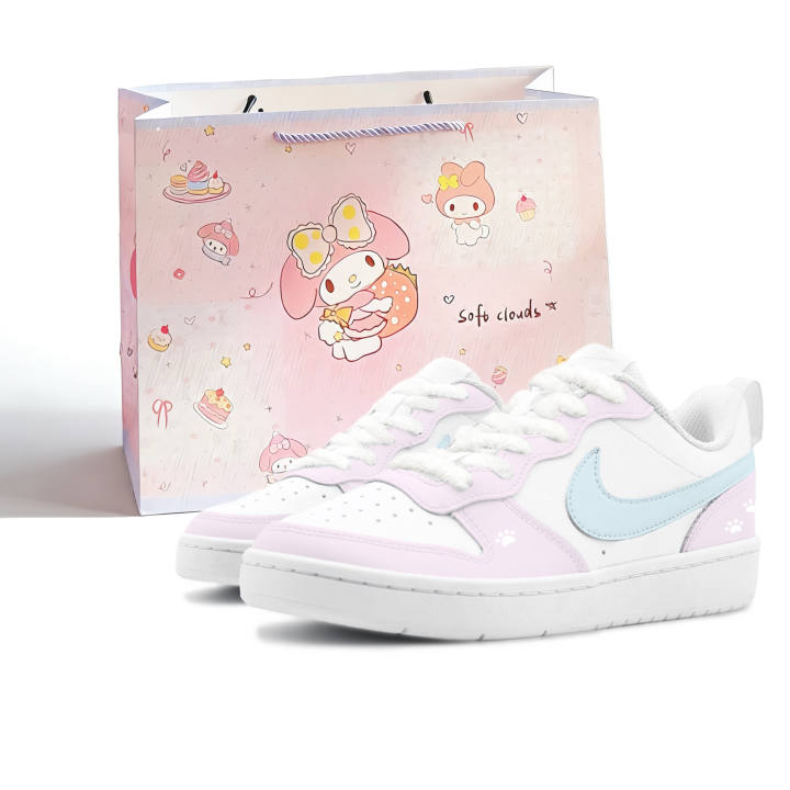 Nike Nike Court Borough HEY White Peach Ice Blue Cushioning Height Increasing Slip Resistant