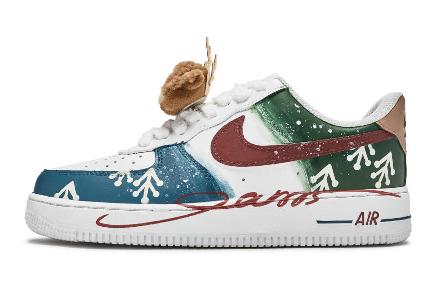 Nike Nike Air Force 1 07 811 Manufacturing, Snowy Night Forest Low top Skateboard Shoes Unisex White Blue Red Green