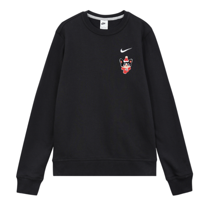 Nike Nike Polite Kitten Refined Embroidery Logo Print Crew Neck Pullover Fleece Lined Long Sleeved Sweatshirt Unisex