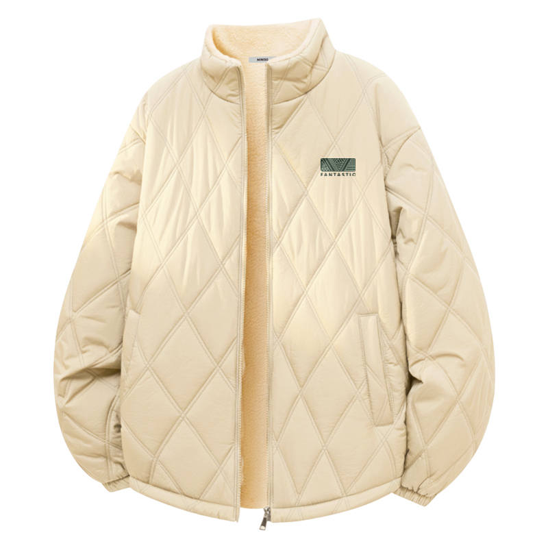 MINISO Puffer Jackets Unisex Stand Collar Fleece Lined Quilted Padded Jacket