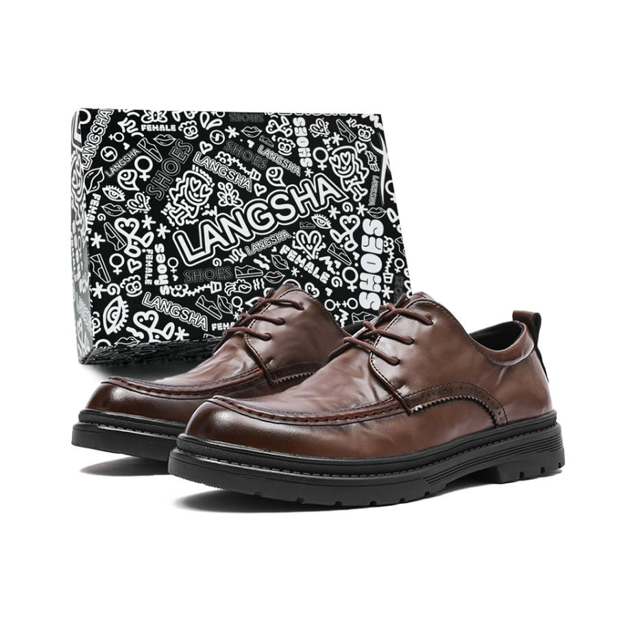 Lanza Classic Fashion Luxury Workplace Business Travel Business Formal Commute Versatile Vintage Casual Leather Shoes