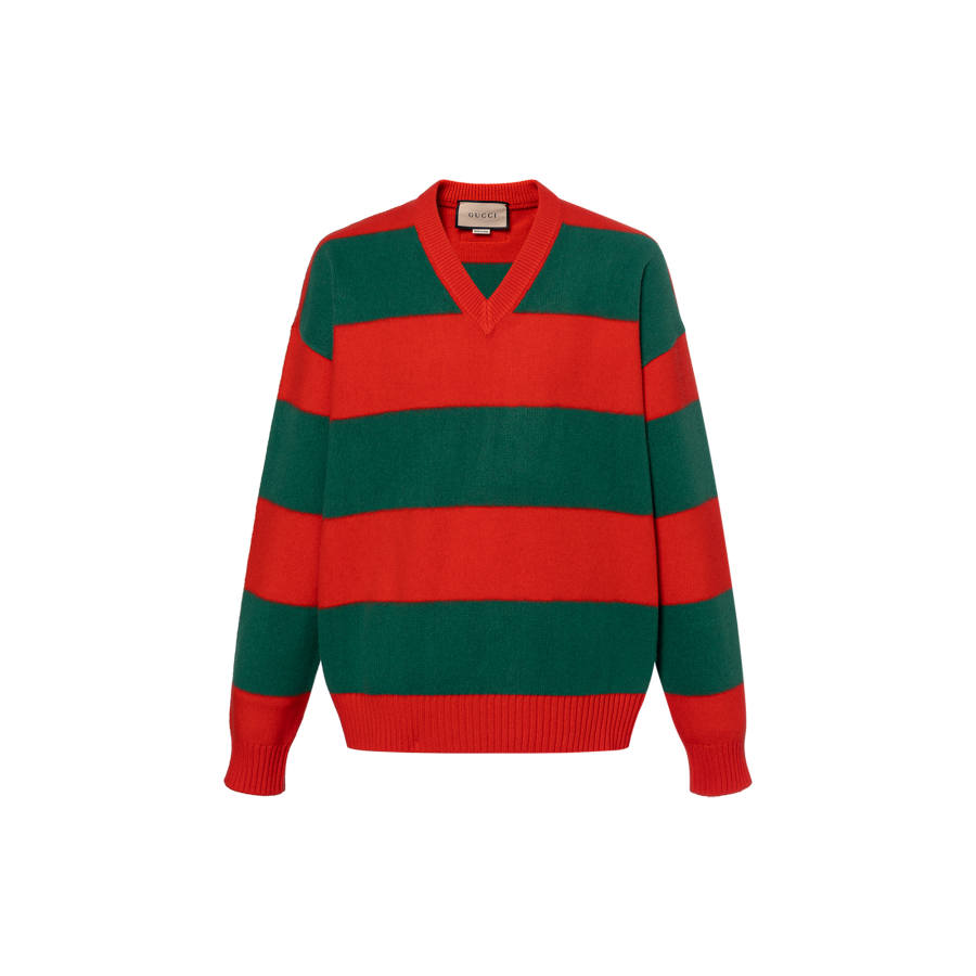 GUCCI Felted Wool Striped Sweater