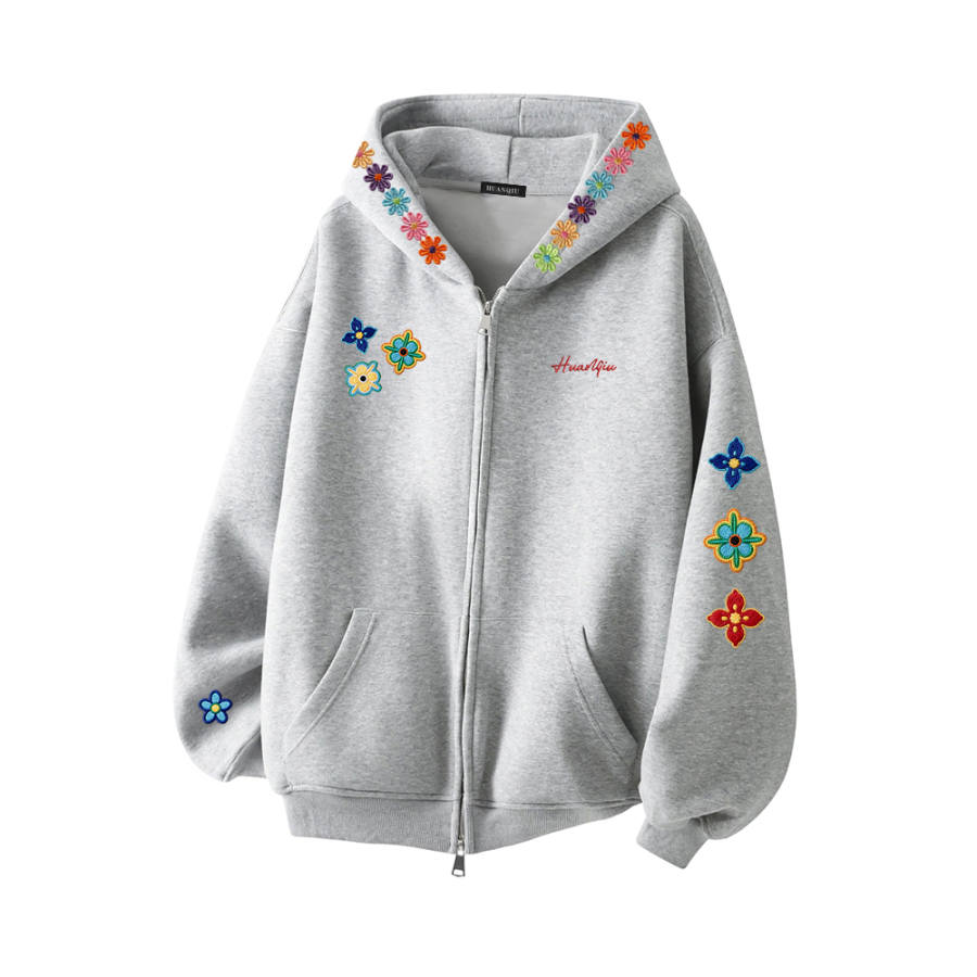 HUANQIU Sweatshirts Unisex Hooded Thickened Cardigan