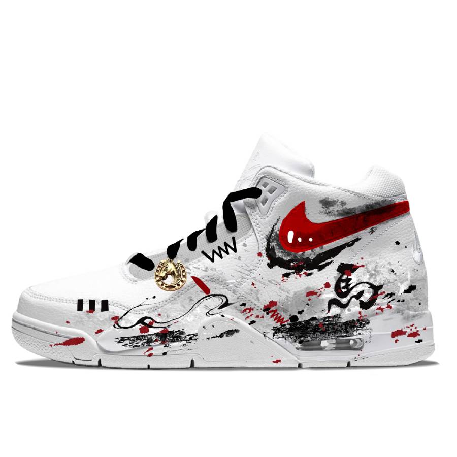Nike Nike Flight Legacy Coverage Abrasion Resistant Slip Resistant Mid top Vintage Basketball Shoes Unisex Red White