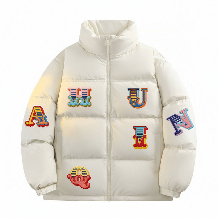 HUANQIU Down Jackets Unisex Stand Collar Thickened Puffer Jacket