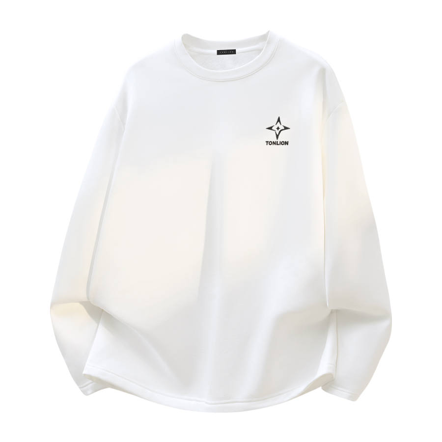 Tonlion T Shirts Unisex Crew Neck Thickened And Fleece Lined Straight Fit