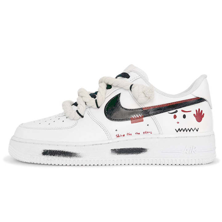 Nike Nike Air Force 1 Fun Rope Graffiti Low top Skateboard Shoes Unisex White