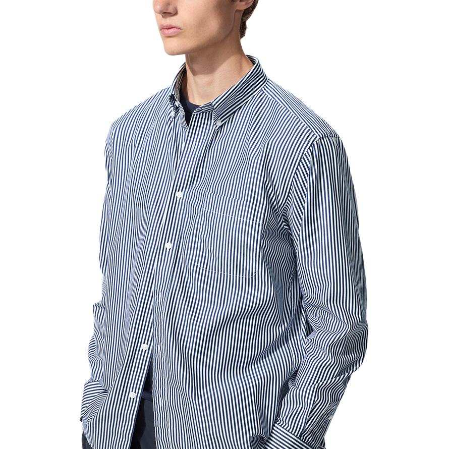 UNIQLO Shirts Unisex Sea Blue Pointed Collar Moderate