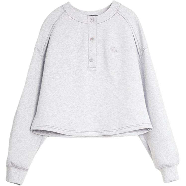 ELLE Sweatshirts Women's Light Gray Henry Collar Moderate Regular