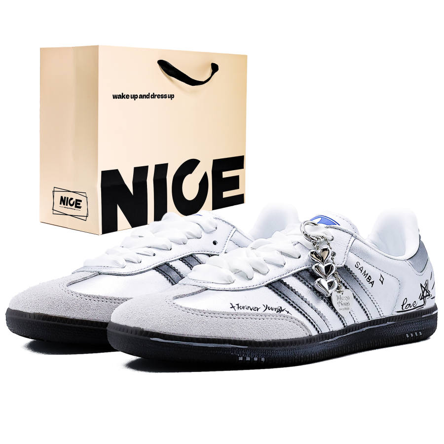 Adidas Originals SAMBA OG German Army Trainers Unisex Silver White