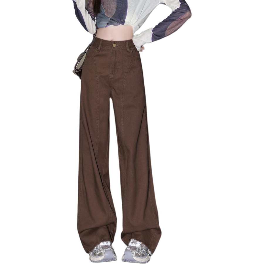 Tonlion Jeans Women's Thickened And Fleece Lined Wide Leg Pants
