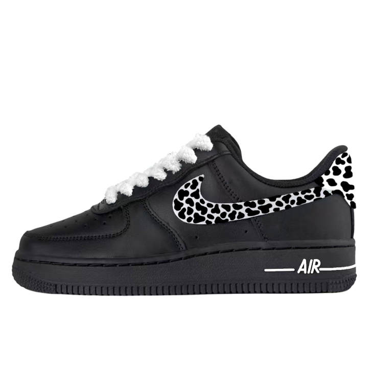 Nike Nike Air Force 1 Night Snow Leopard Print Abrasion Resistant Low top Skateboard Shoes Unisex Black White