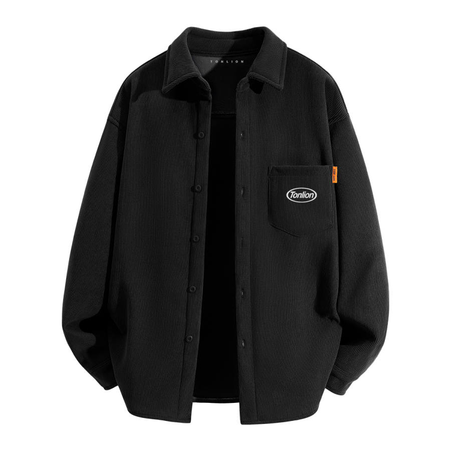 Tonlion Shirts Unisex Lapel Thickened And Fleece Lined Shirt