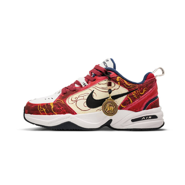 Nike Nike Air Monarch 4 Height Increasing Height Increasing Low top Chunky Sneakers Unisex Beige Red