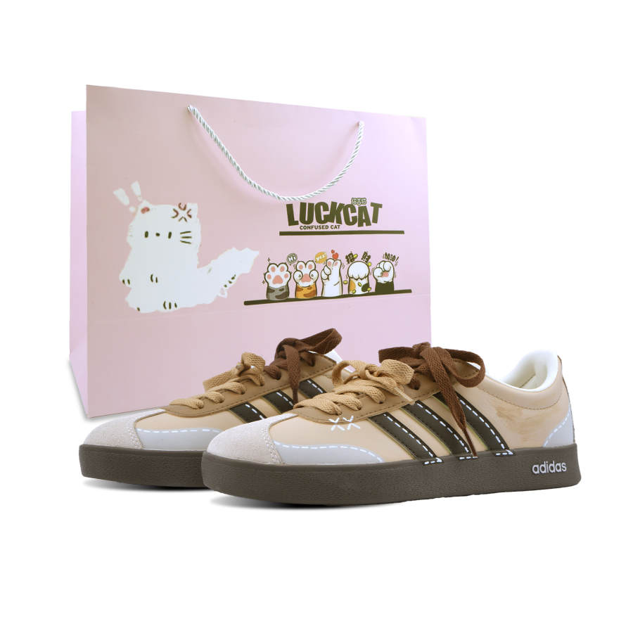 Adidas Adidas VL COURT 2.0 Caramel Pudding, Special Shopping Bag Abrasion Resistant Low top German Army Trainers Unisex