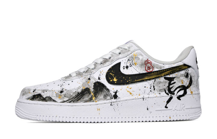 Nike Nike Air Force 1 Divine Steed Ink Shadow Abrasion Resistant Slip Resistant Low top Skateboard Shoes Unisex Black White
