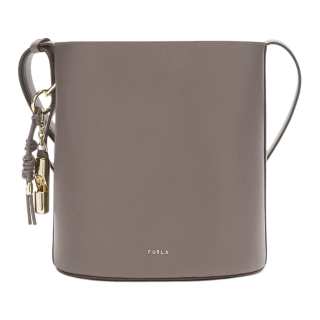 Furla Textured Leather Shoulder Bag Small Women's Urban Gray