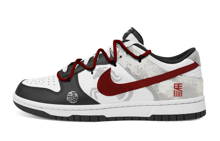 Nike Nike Dunk Red Stallion Slip Resistant Abrasion Resistant Low top Skateboard Shoes Unisex Black Gray