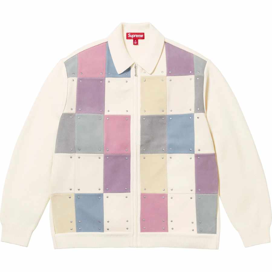 Supreme Supreme FW25 WEEK15 Studded Suede Zip Up Cardigan Knitwear Unisex