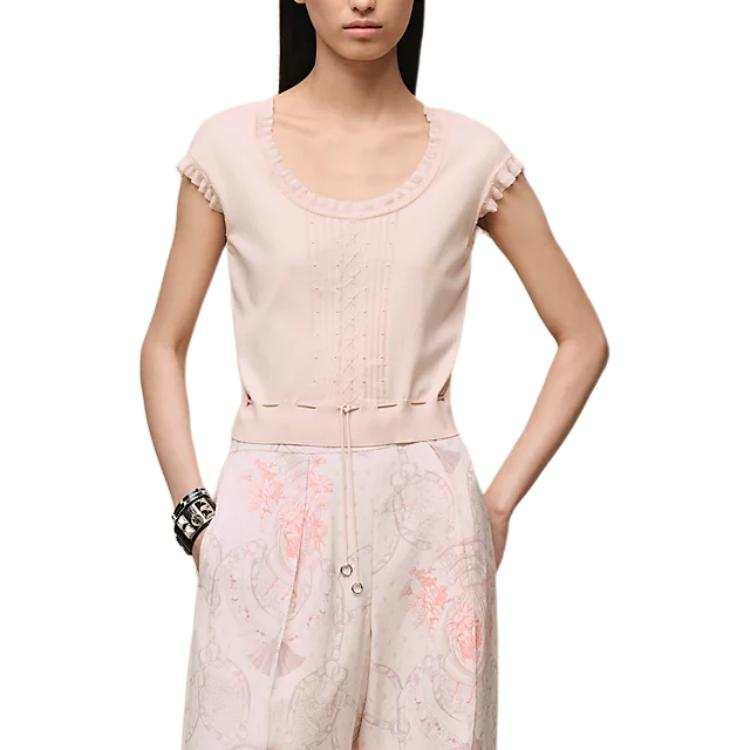 HERMES T Shirts Women's Pink Crew Neck Moderate Other