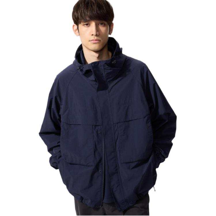 UNIQLO Jackets Unisex Navy Blue Hooded Moderate Other
