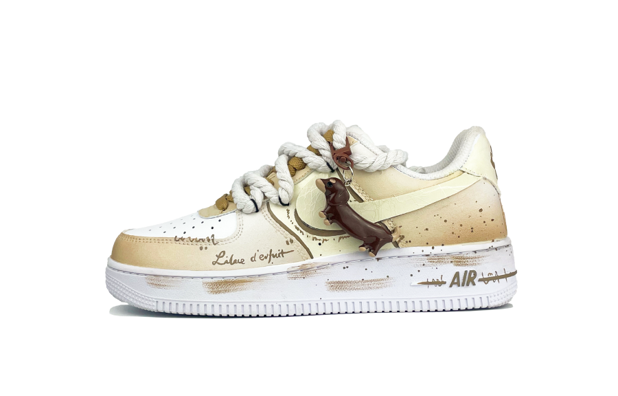 Nike Nike Air Force 1 Yue Shan Li, Caramel Sweet Brown Cow Leather Abrasion Resistant Low top Skateboard Shoes Men's Brown