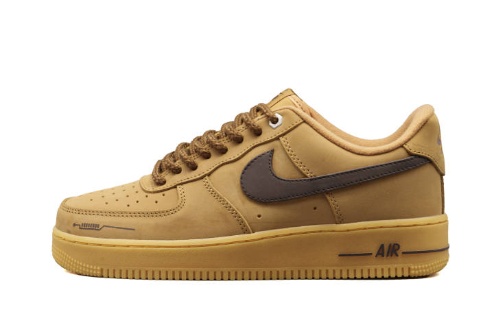 Nike Nike Air Force 1 Cushioning Coverage Abrasion Resistant Slip Resistant Low top Skateboard Shoes Unisex Brown