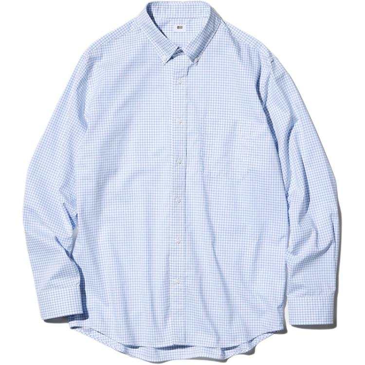 UNIQLO Shirts Unisex Aqua Blue Pointed Collar Moderate