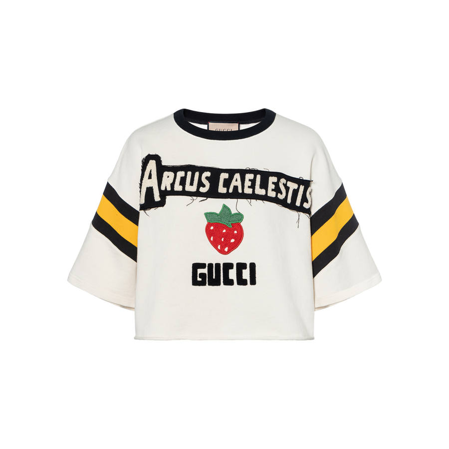 GUCCI Drop Shoulder Sleeve T Shirt Women's Ecru