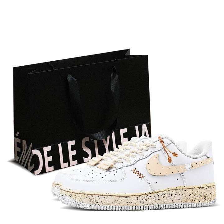 Nike Nike Air Force 1 07 Reshaping, Shopping Bag Included Leather Abrasion Resistant Low top Skateboard Shoes Unisex