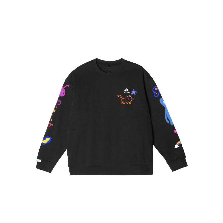 Adidas Adidas LABEL Sweatshirts Unisex Black Crew Neck Moderate
