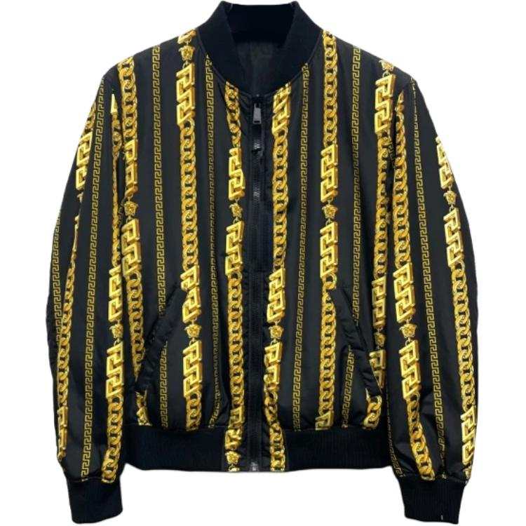VERSACE VERSACE Puffer Jackets Men's Black Baseball Collar Moderate