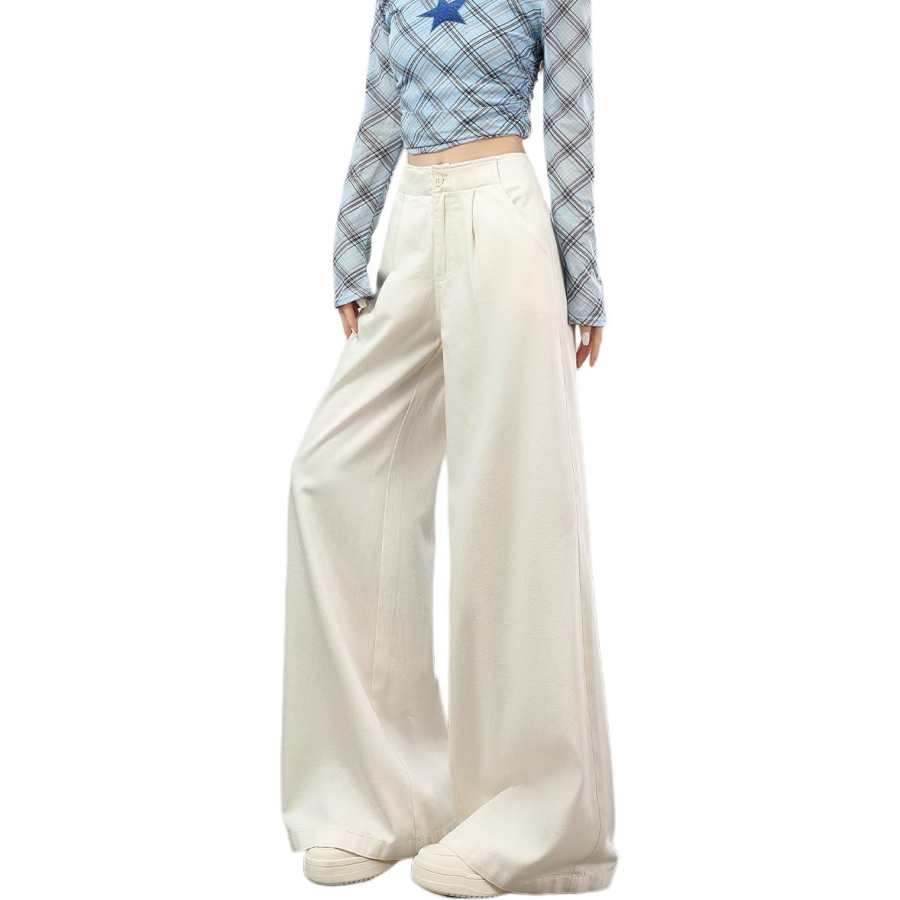 Tonlion Casual Pants Women's Beige Apricot Moderate Wide Leg Pants
