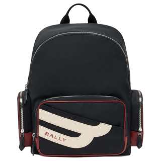 BALLY Fabric With Cow Leather Backpack Men's Black