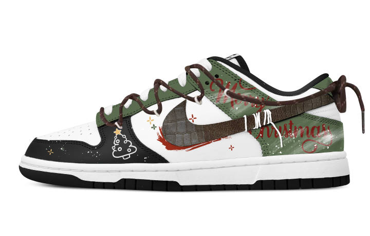 Nike Nike Dunk Christmas Carol Slip Resistant Abrasion Resistant Low top Skateboard Shoes Unisex Black Green Red
