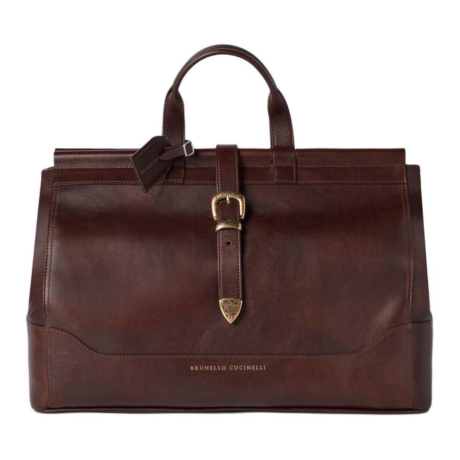 Brunello Cucinelli Cow Leather Briefcase Men's Burgundy Color