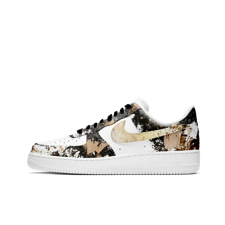 Nike Nike Air Force 1 Gilded Distressed, Premium, Vintage, Hand Drawn Graffiti Leather Cushioning Slip Resistant Low top