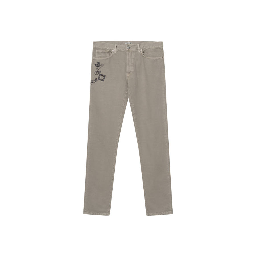 DIOR Jeans Men's Khaki Moderate Slim Fit Pants