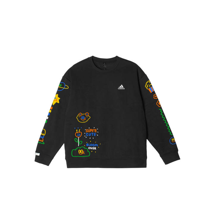 Adidas Adidas LABEL Sweatshirts Unisex Black Crew Neck Moderate Regular