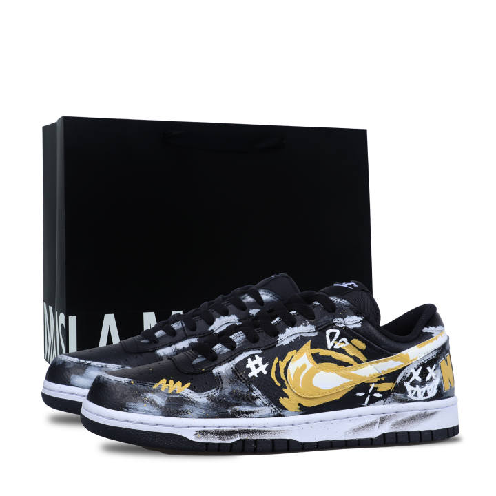 Nike Nike Big Abrasion Resistant Abrasion Resistant Low top Skateboard Shoes Men's Black Yellow