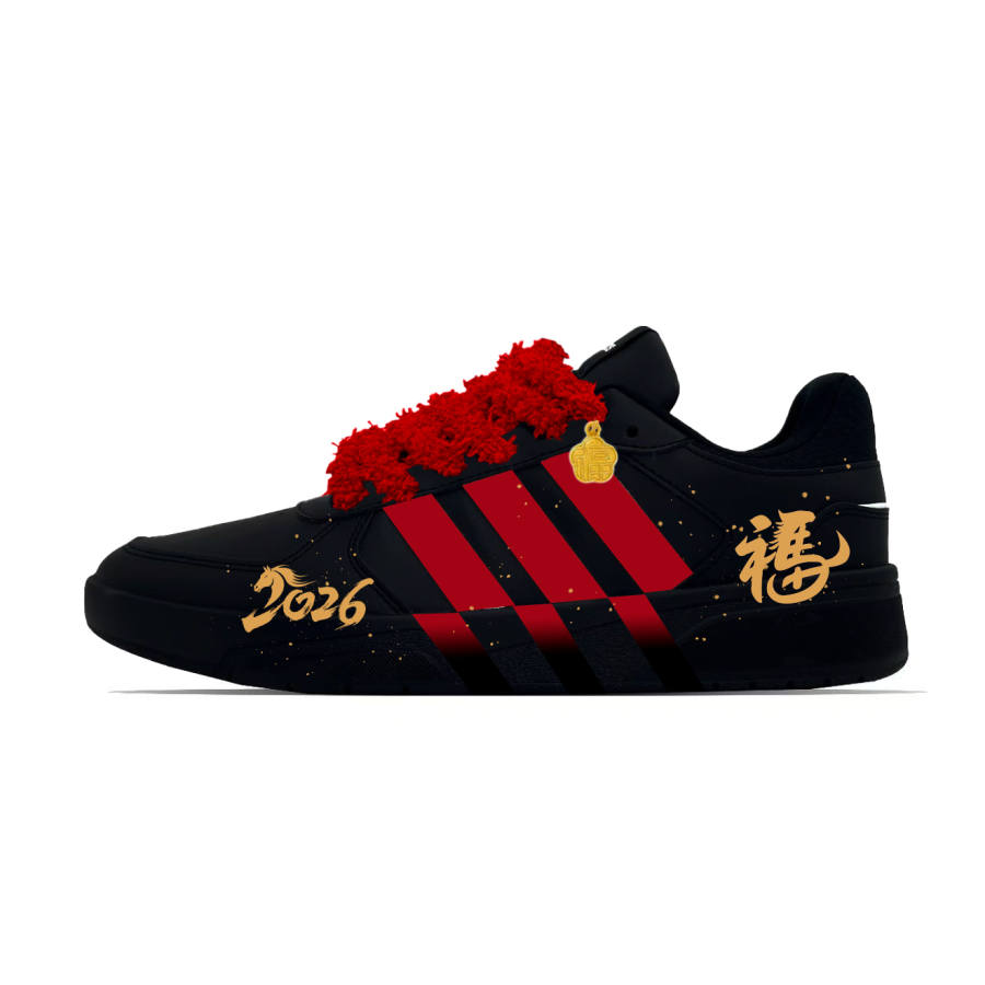 Adidas Neo Courtbeat Golden Saddle Crimson Shadow Abrasion Resistant Low top Skateboard Shoes Unisex Black Red